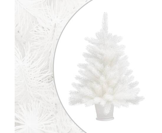 Set brad de crăciun artificial cu led-uri/globuri, alb, 65 cm, 2 image