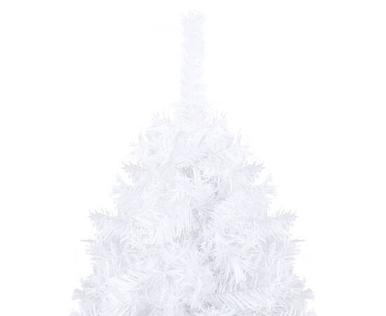 Set brad de crăciun artificial led-uri/globuri alb 180 cm pvc, 2 image