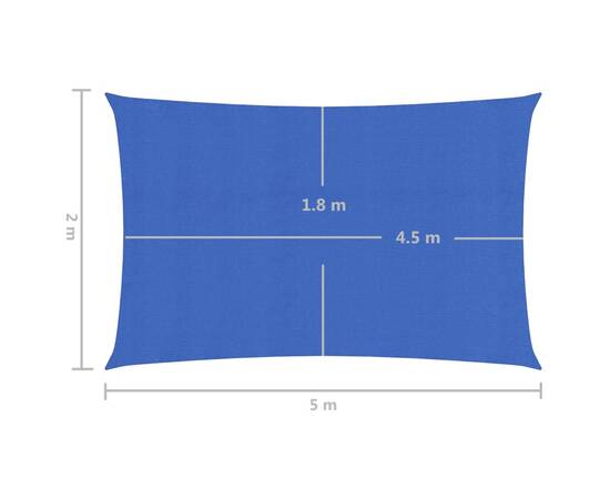Pânză parasolar, albastru, 2x5 m, hdpe, 160 g/m², 6 image