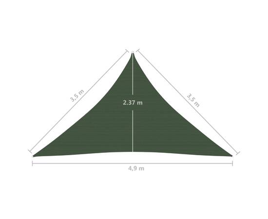 Pânză parasolar, verde închis, 3,5x3,5x4,9 m, hdpe, 160 g/m², 6 image