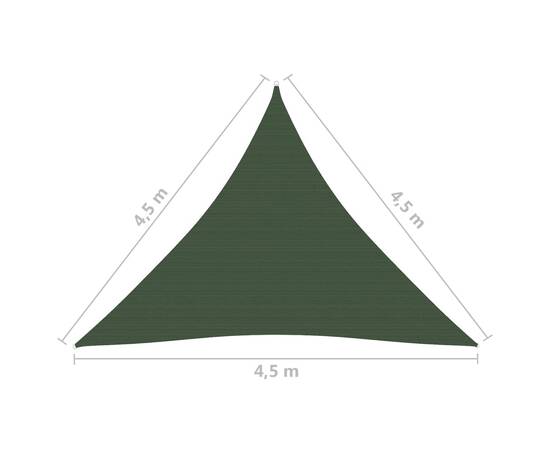 Pânză parasolar, verde închis, 4,5x4,5x4,5 m, hdpe, 160 g/m², 6 image