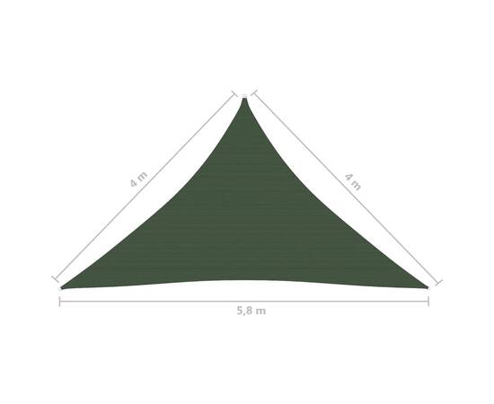 Pânză parasolar, verde închis, 4x4x5,8 m, hdpe, 160 g/m², 6 image