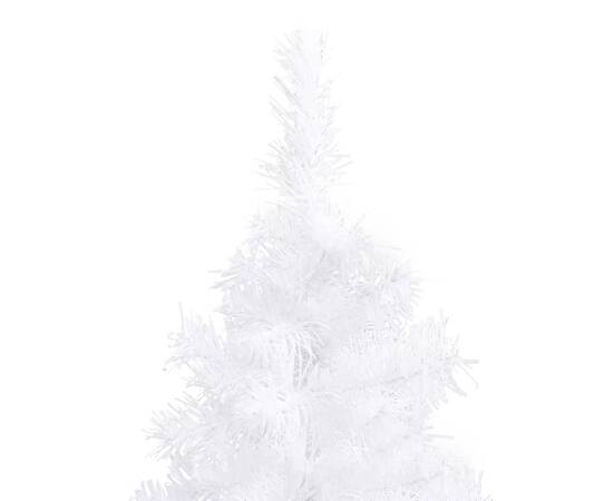 Brad de crăciun artificial de colț cu led, alb, 150 cm, pvc, 5 image