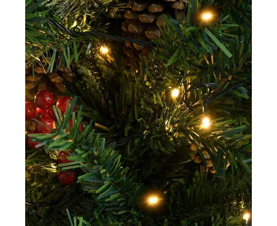 Brad de crăciun cu led-uri & conuri de pin verde 120 cm pvc&pe, 6 image