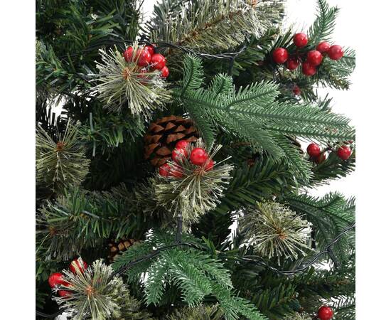 Brad de crăciun cu led-uri & conuri de pin verde 120 cm pvc&pe, 7 image