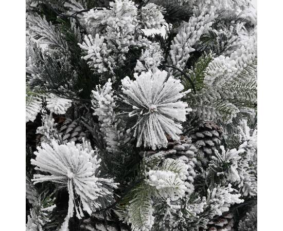 Brad de crăciun cu zăpadă & led-uri & conuri, 150 cm, pvc&pe, 6 image