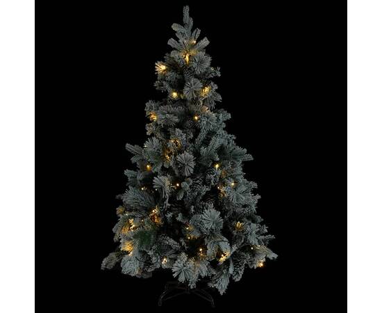 Brad de crăciun cu zăpadă & led-uri & conuri, 195 cm, pvc&pe, 2 image
