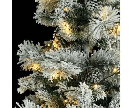 Brad de crăciun cu zăpadă & led-uri & conuri, 225 cm, pvc&pe, 8 image