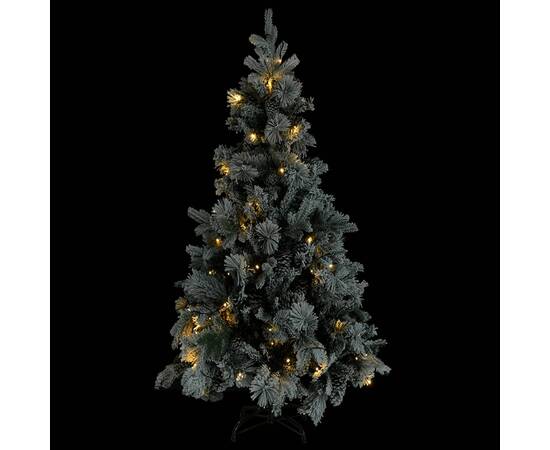 Brad de crăciun cu zăpadă & led-uri & conuri, 225 cm, pvc&pe, 2 image