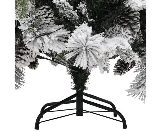 Brad de crăciun cu zăpadă & led-uri & conuri, 225 cm, pvc&pe, 6 image