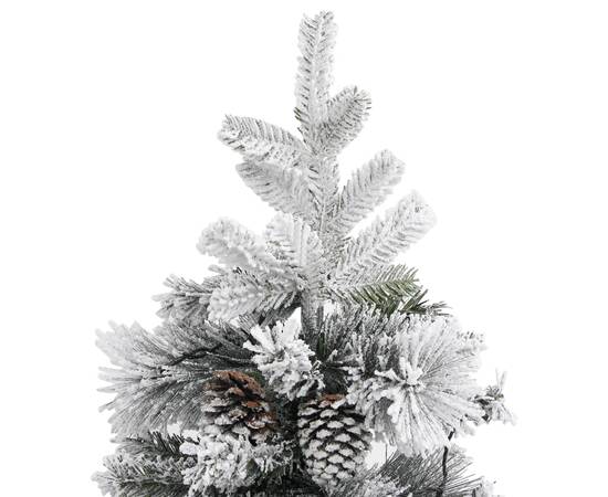Brad de crăciun cu zăpadă & led-uri & conuri, 225 cm, pvc&pe, 7 image