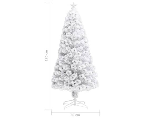 Brad crăciun artificial cu led, alb, 120 cm, fibră optică, 9 image
