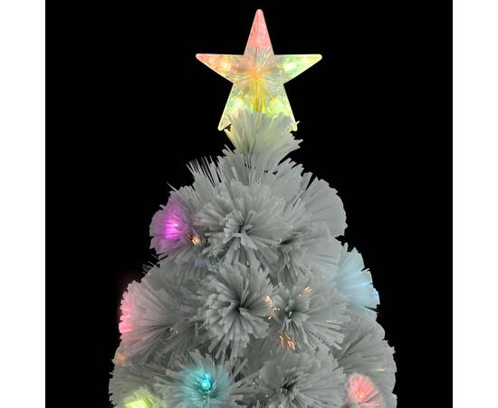 Brad crăciun artificial cu led, alb, 120 cm, fibră optică, 5 image
