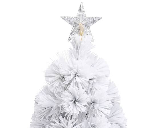 Brad crăciun artificial cu led, alb, 120 cm, fibră optică, 8 image
