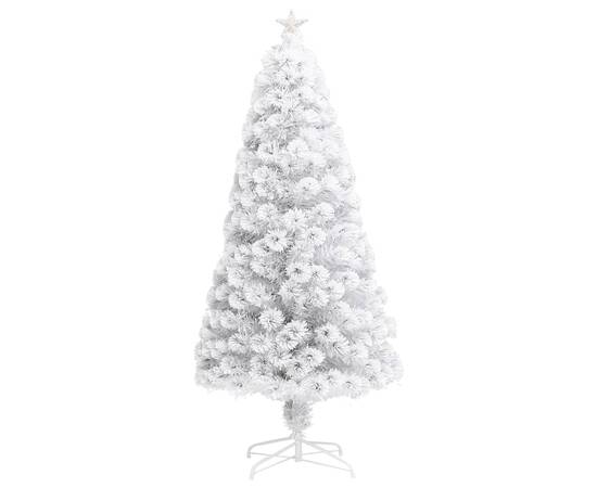 Brad crăciun artificial cu led, alb, 120 cm, fibră optică, 3 image