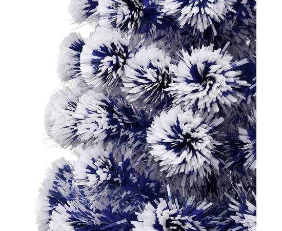 Brad crăciun artificial cu led alb&albastru 150 cm fibră optică, 6 image