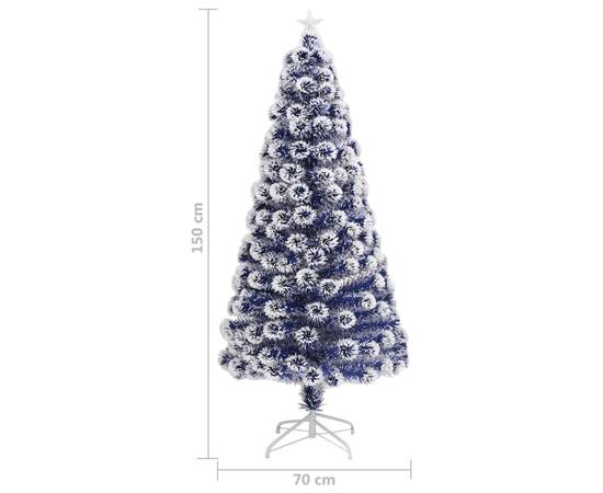 Brad crăciun artificial cu led alb&albastru 150 cm fibră optică, 9 image