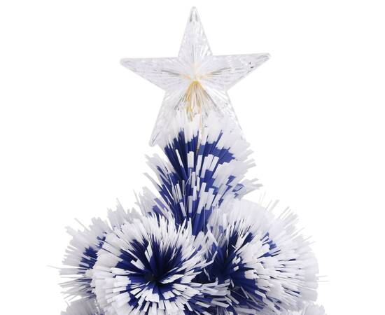 Brad crăciun artificial cu led alb&albastru 150 cm fibră optică, 7 image