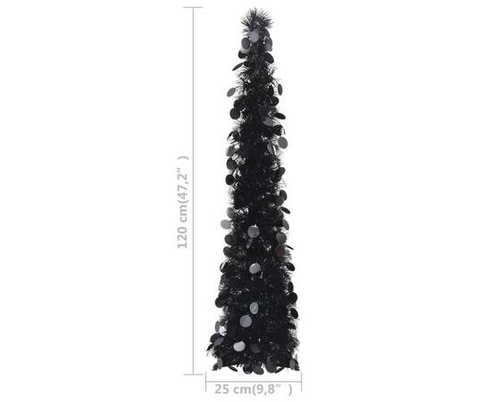 Brad de crăciun artificial tip pop-up, negru, 120 cm, pet, 5 image