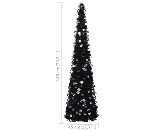 Brad de crăciun artificial tip pop-up, negru, 180 cm, pet, 5 image