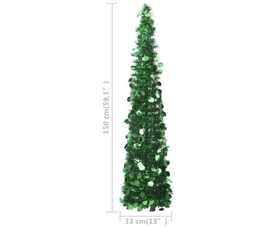 Brad de crăciun artificial tip pop-up, verde, 150 cm, pet, 5 image