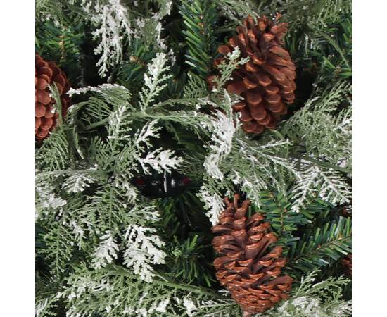 Brad de crăciun cu led-uri&conuri de pin verde&alb 120cm pvc&pe, 5 image