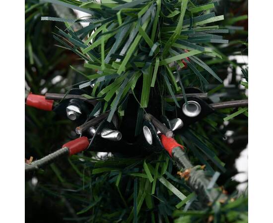 Brad de crăciun cu led-uri&conuri de pin verde&alb 225cm pvc&pe, 7 image