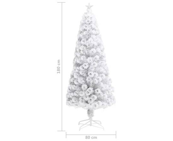 Pom de crăciun artificial cu led-uri, alb, 180 cm, fibră optică, 9 image