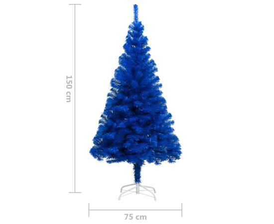 Pom de crăciun artificial cu suport, albastru, 150 cm, pvc, 5 image