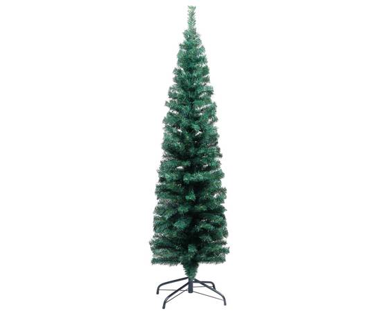 Pom de crăciun artificial subțire cu suport verde 150 cm pvc, 2 image