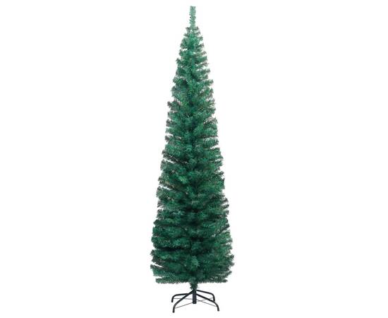 Pom de crăciun artificial subțire cu suport verde 180 cm pvc, 2 image