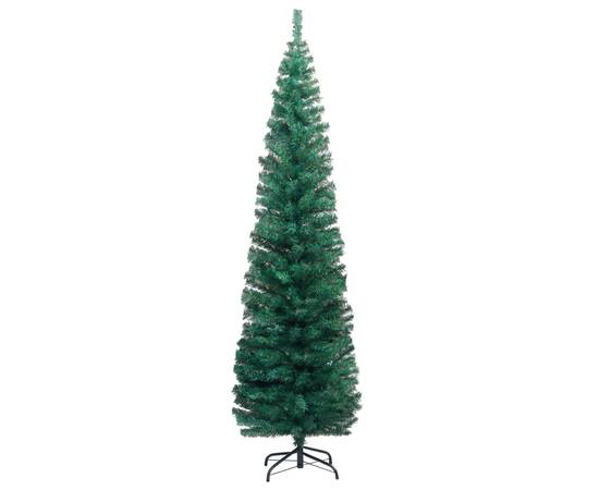 Pom de crăciun artificial subțire cu suport verde 210 cm pvc, 2 image