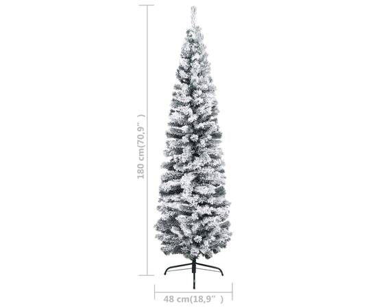 Pom de crăciun artificial subțire cu zăpadă verde 180 cm pvc, 6 image