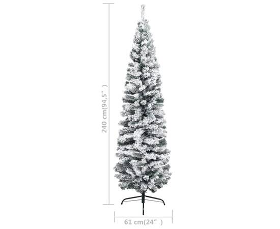 Pom de crăciun artificial subțire cu zăpadă verde 240 cm pvc, 6 image