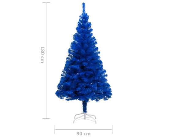 Pom de crăciun artificial subțire suport albastru 180 cm pvc, 5 image