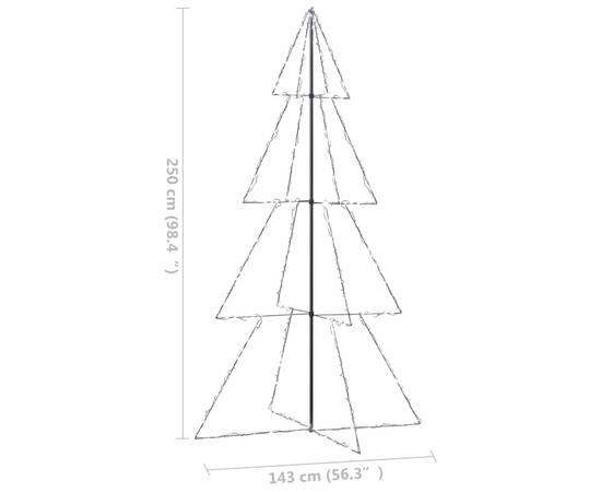 Brad crăciun conic 360 led-uri, 143x250 cm, interior & exterior, 7 image