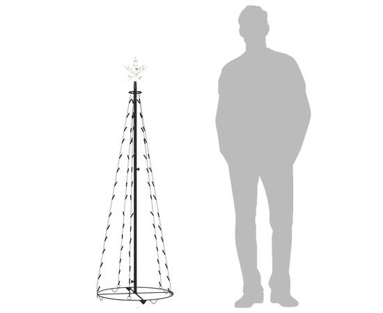 Brad de crăciun conic, 84 led-uri, alb cald, 50x150 cm, 7 image