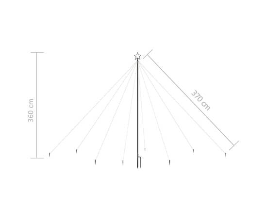 Lumini brad de crăciun 576 led-uri albastru 3,6 m int./ext., 8 image