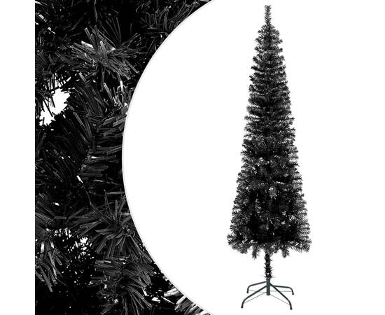 Brad de crăciun artificial subțire, negru, 180 cm