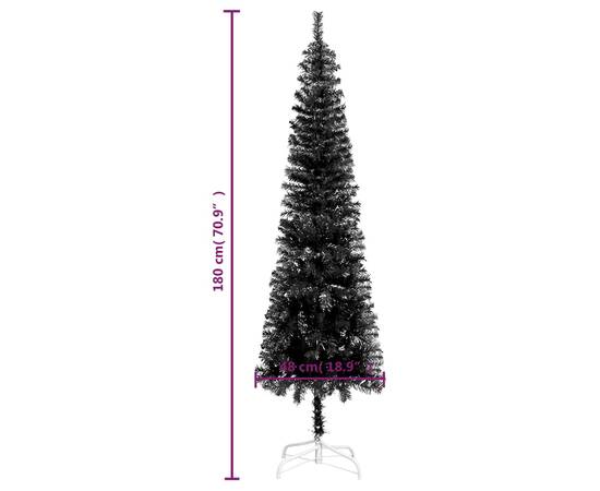 Brad de crăciun artificial subțire, negru, 180 cm, 6 image