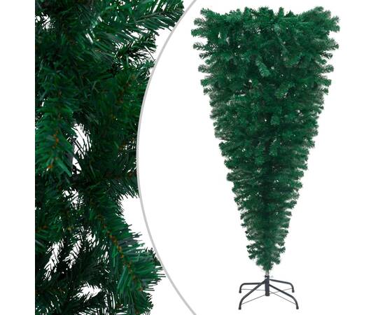 Pom de crăciun artificial inversat, cu suport, verde, 180 cm