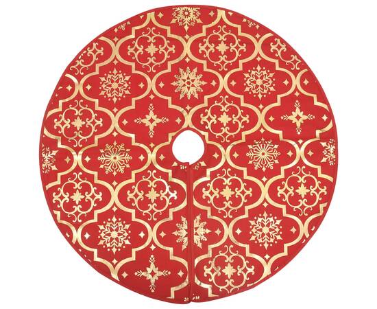Covor fustă de brad crăciun cu șosetă, roșu, 122 cm, țesătură, 3 image