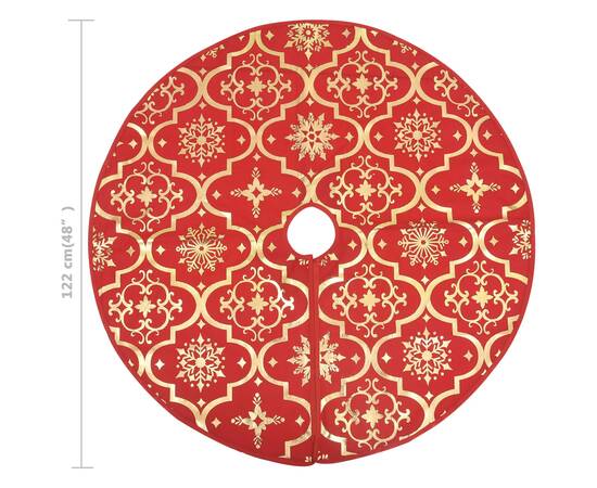 Covor fustă de brad crăciun cu șosetă, roșu, 122 cm, țesătură, 8 image