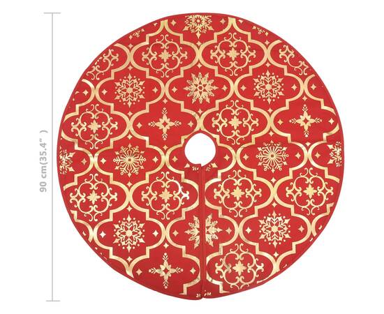 Covor fustă de brad crăciun cu șosetă, roșu, 90 cm, țesătură, 8 image