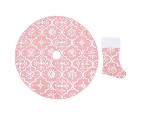 Covor fustă de brad crăciun cu șosetă, roz, 122 cm, țesătură, 2 image