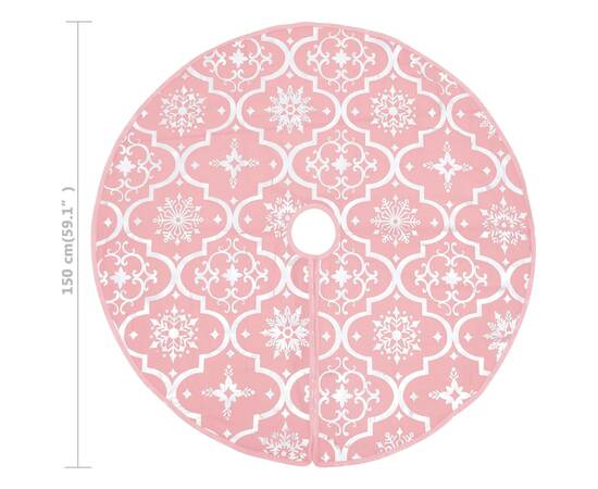 Covor fustă de brad crăciun cu șosetă, roz, 150 cm, țesătură, 8 image