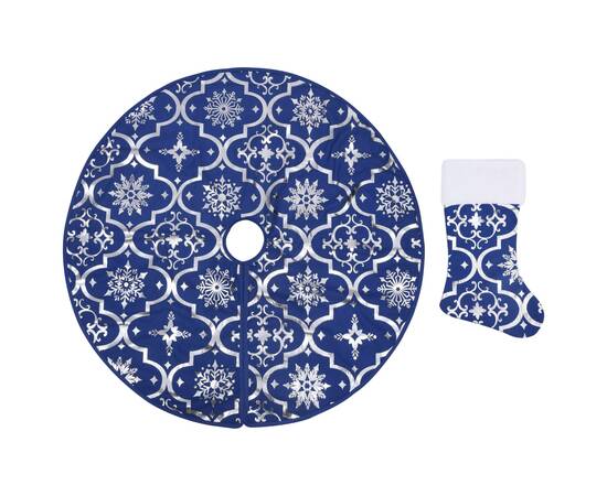 Covor fustă de brad crăciun cu șosetă albastru 90 cm țesătură, 2 image