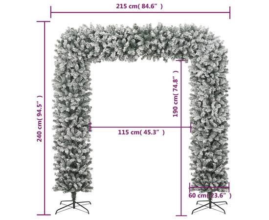 Arcadă pom de crăciun cu zăpadă pufoasă, 240 cm, 6 image