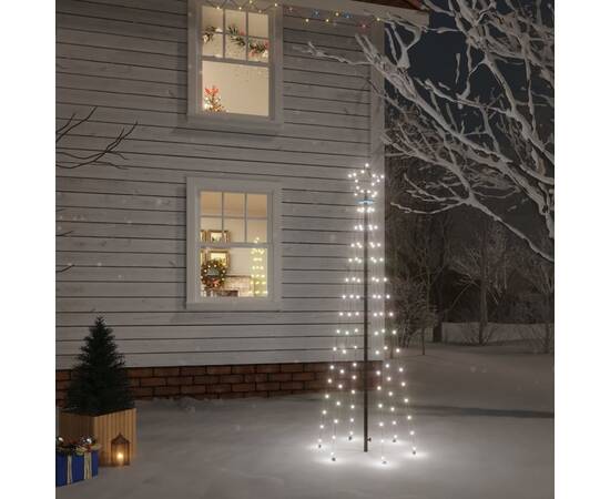 Brad de crăciun, 108 led-uri alb rece, 180 cm, cu țăruș