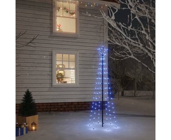 Brad de crăciun, 108 led-uri albastre, 180 cm, cu țăruș,